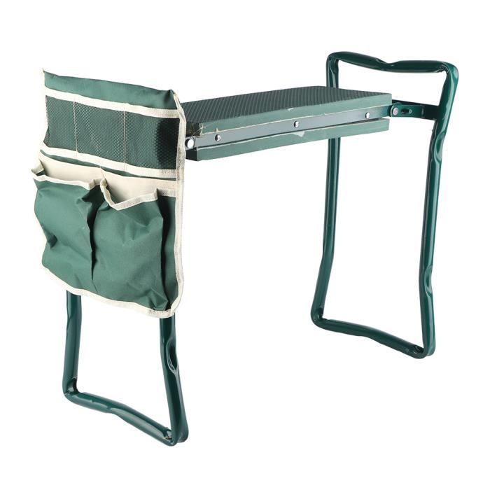 Tabouret à Genoux De Jardin Pliable - Avec Sac à Outils, Repose-genoux Rembourré, Capacité 108 Kg