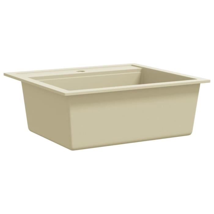 LesSaisons Évier de cuisine Granit Seul lavabo Beige AB144862 117221 ...