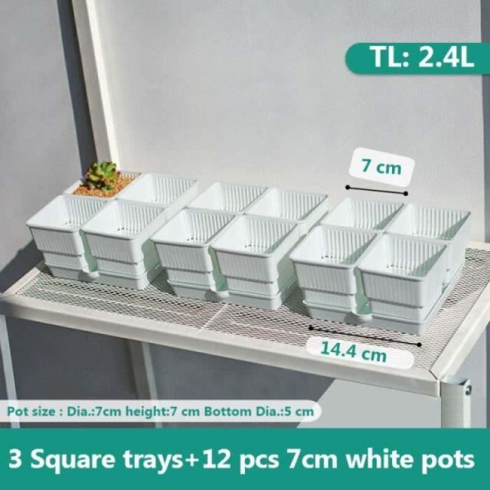 Soucoupes Carrées Pour Plantes 35 X 35 Cm – Lot De 2 En Plastique Blanc, Bac Récupérateur D'eau Pour Balcon, Bonsaï