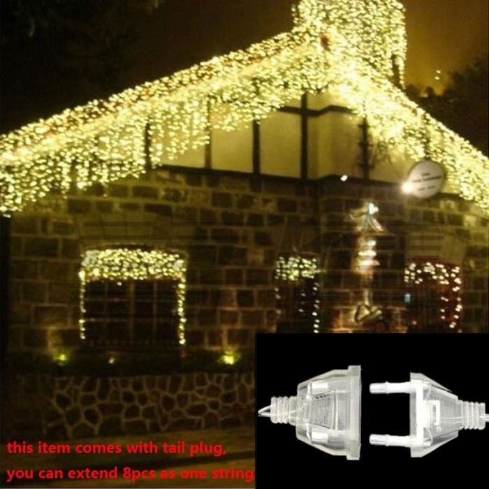 Guirlande Lumineuse Noël Extérieure 10 M 408 LED – Rideau De Pluie Avec Télécommande 8 Modes, Blanc
