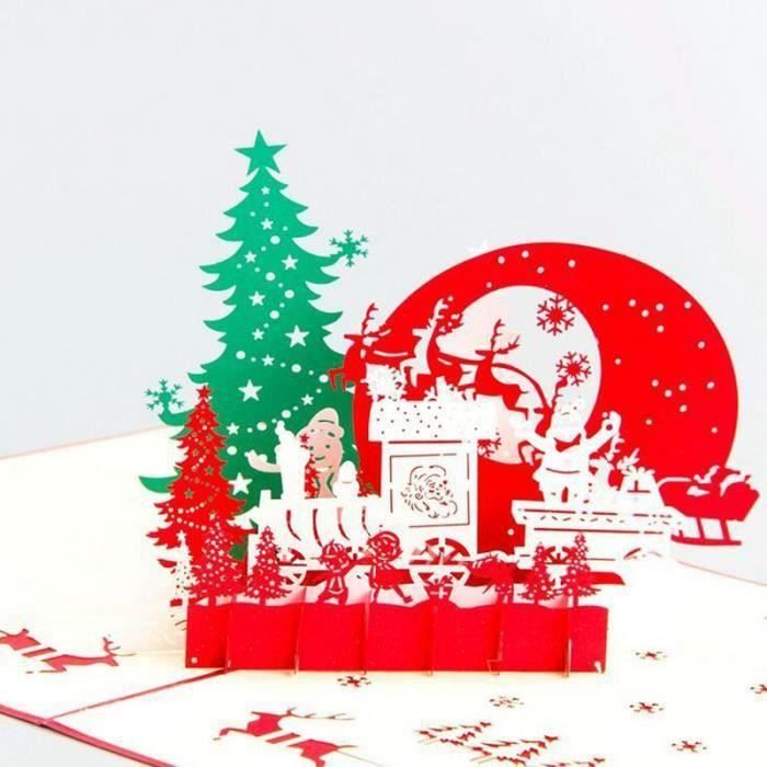 3D Pop Up Origami greeting CHRISTMAS stéréoscopique Cartes de Noël Arbre Cadeau