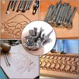 55PCS Outils de Maroquinerie Kit Couture Cuir Bricolage d’Artisanat pour piquer, marquer, Travailler, Coudre, Imprimer-1
