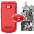 Téléphones Portables à Grosses Touches Clapet pour Personnes Agées, SOS Bouton GSM Dual SIM Debloqué Senior Mobile Rouge USHINING-1
