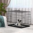 PawHut Cage caisse de transport pliante pour chien en métal noir 92 x 57 x 62,5 cm-1
