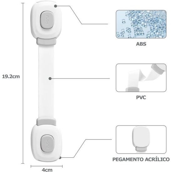 Kit Sécurité Enfant 8 Bloque Portes - Protection Tiroirs/Placards/Frigo - Sans Perçage, Adhésif 3M
