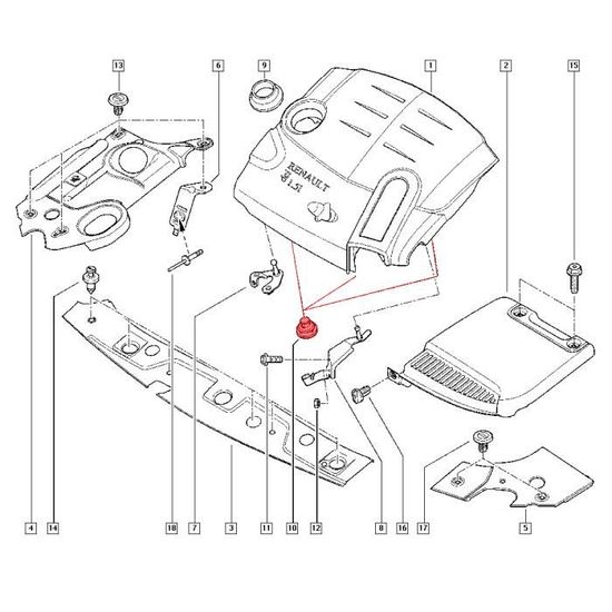 X3 SUPPORT FIXATION CACHE MOTEUR POUR RENAULT CLIO I KANGOO MEGANE 3 7701056972
