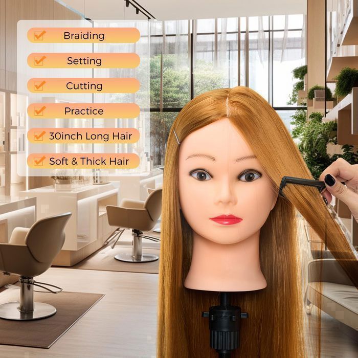 Tête De Mannequin Professionnelle Pour Coiffure - Hauteur 28 Cm - Couleur Peau - Neuf
