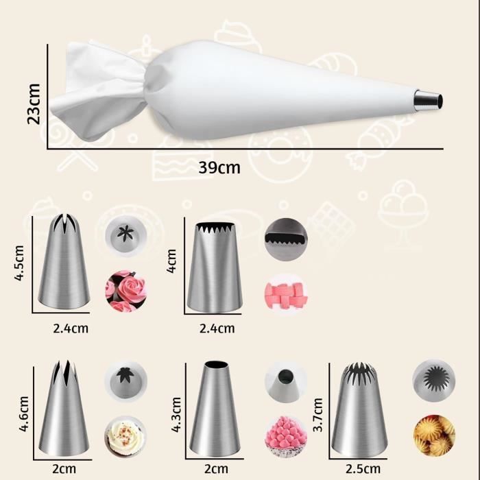 Cul De Poule Inox 100 Poches à Douilles Jetables 6 Douilles Inox - Pour Décoration De Gâteaux, Cupcakes, Biscuits Cul De Poule Inox 100 Poches à Douilles Jetables 6 Douilles Inox - Pour Décoration De Gâteaux, Cupcakes, Biscuits