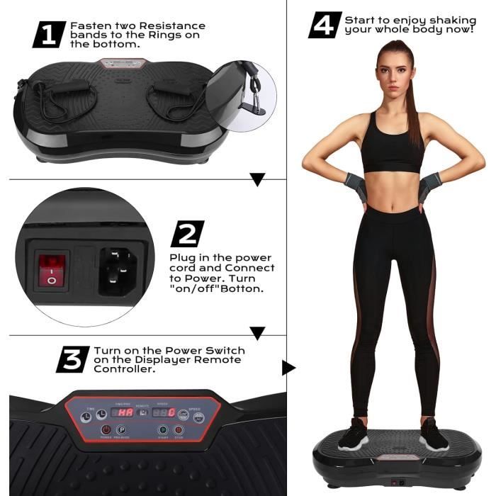Plateforme Vibrante JUPPLIES - 5 Modes + Bandes élastiques - Bluetooth, Télécommande - Perte De Poids Et Récupération - 9