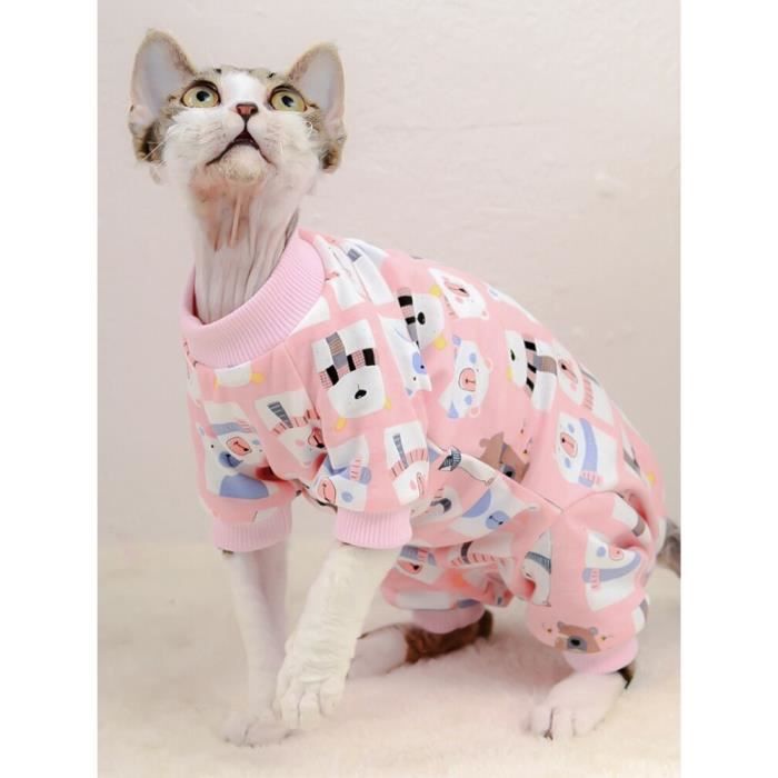Blue L Sphynx combinaison a capuche en coton pour chat vetement mignon chaton salopette chaude costume pour Sphinx Devon Cdiscount