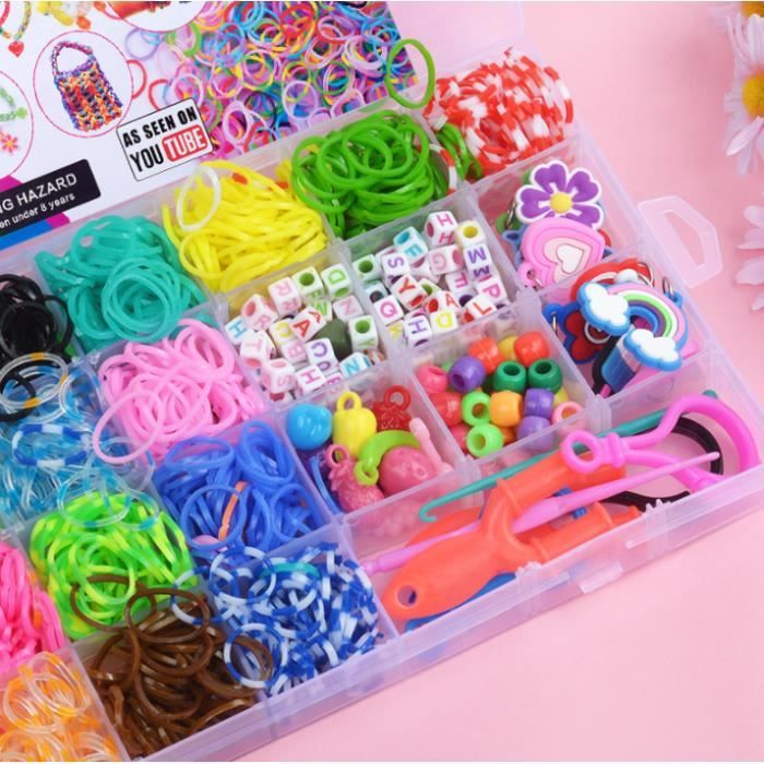 Kit Bracelets Élastiques Delycazy - 2500+ Élastiques, Accessoires DIY Pour Enfants 5-12 Ans