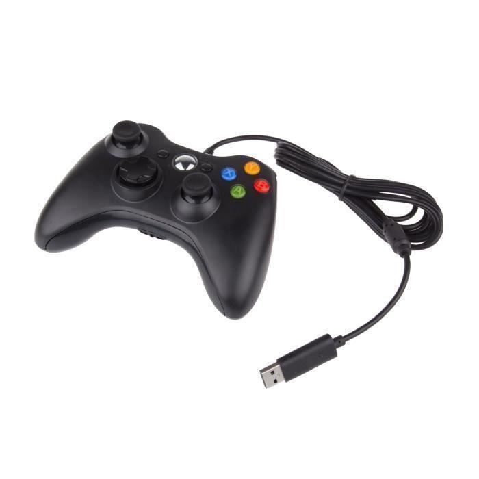 Manette filaire Xbox 360 Manette de jeu USB pour Microsoft Xbox 360 &  Slim/Windows/PC, Joystick avec turbo à double vibration et boutons de  déclenchement pour console Xbox 360 Noir - MK00599 - Sodishop