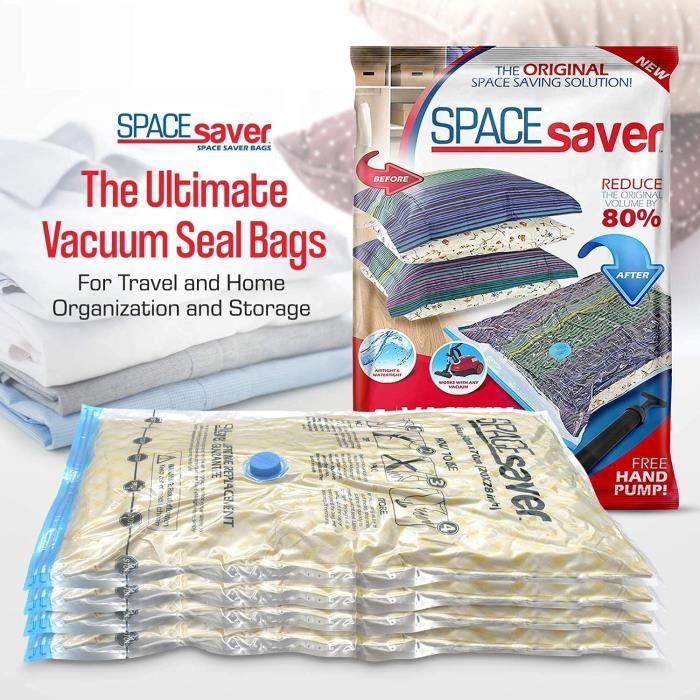 Spacesaver Sacs Rangement Sous Vide Vêtements Penderie Voyage 80% Place  Supplémentaire Housse Vêtement Aspirateur Pompe - Cdiscount Maison