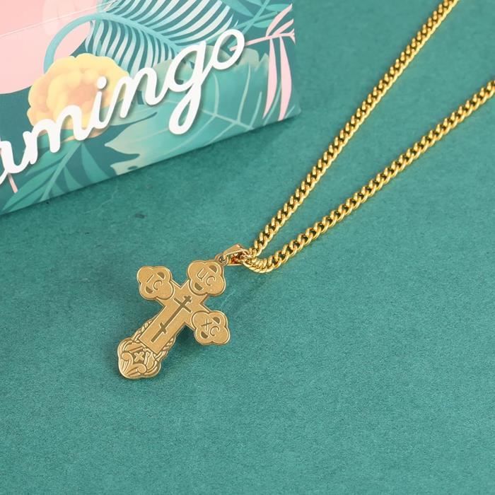 Collier Croix Orthodoxe Argent Femme,Pendentif Russe Orthodoxe Crucifix