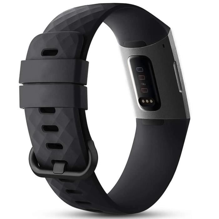 Bracelet silicone pour le Fitbit Charge 3 4 Noir Cdiscount