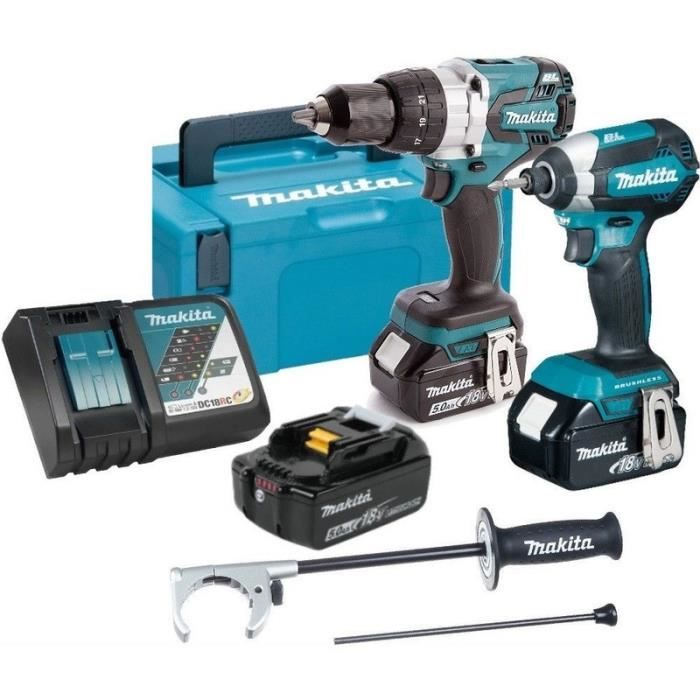 Perceuse-Visseuse MAKITA DDF482RTJ (2 x 5,0 Ah + DC18RC + MAKPAC 2)