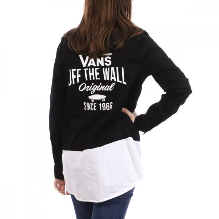 Chemise Femme Vans Skate Manches Longues Noir Blanc 100 Coton Blanc Cdiscount Pret a Porter