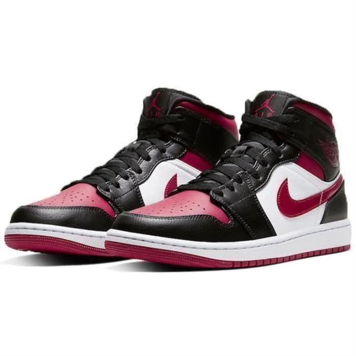 Basket Jo.r.dan 1 Mid Chaussure de Sport Basket AJ 1 Pas Cher pour Homme rose rouge noir rose rouge noir Noir Cdiscount Chaussures