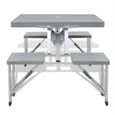 Moderne - Jeu de table de camping pliable avec 4 tabourets - Ensemble Table de bar + 4 tabourets bar Aluminium gris clair-2