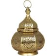 Petite Lanterne marocaine en métal or Ziva 30cm doré | Photophore marocain pour l’extérieur au jardin ou l’intérieur sur la table | -2