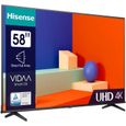 HISENSE 58A6K - TV LED 58'' (147 cm) - Ecran sans bord - 4K UHD - Dolby Vision - Smart TV - 3xHDMI 2.0-2
