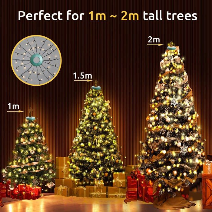 Sapin De Noël Artificiel Lumineux 240 Cm - 1220 Branches, LED Intégrées 8 Fonctions, Avec Neige Et Pommes De Pin, Intérieur/extérieur - 13