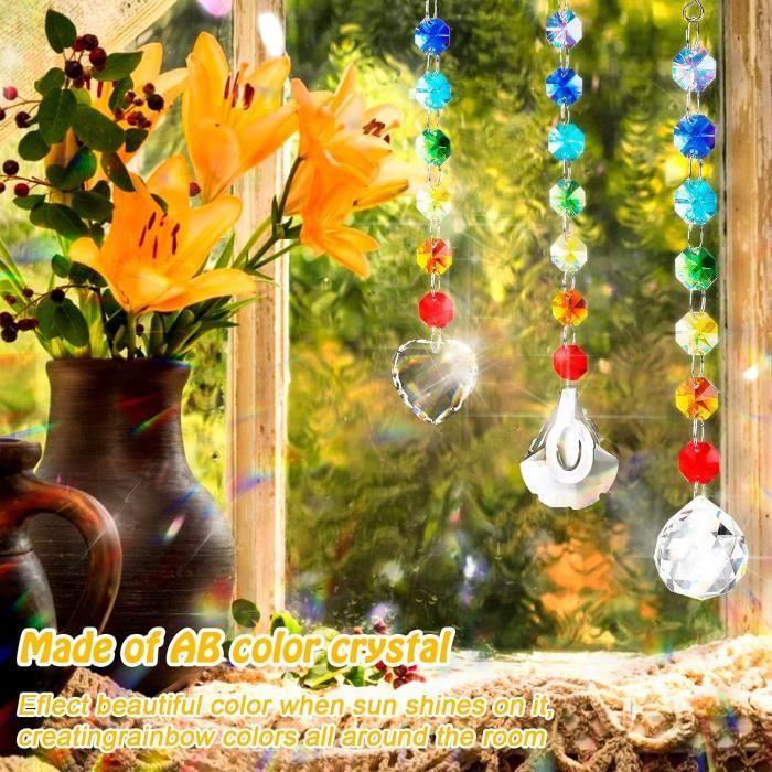 Attrape-soleil en cristal transparent à facettes pour décoration  d'intérieur, Noël, mariage, attrape-soleil : : Jardin