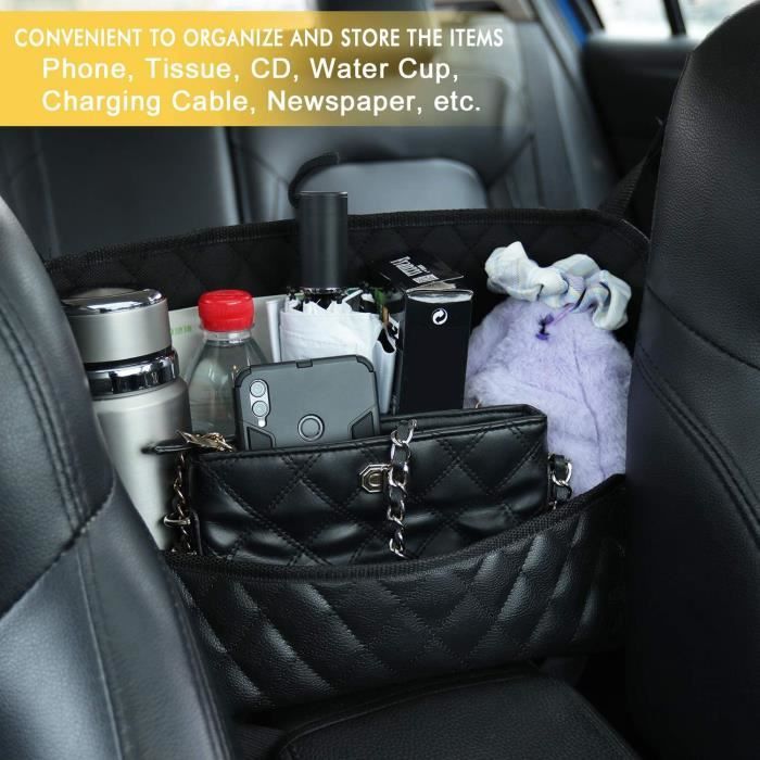 Sac Rangement Prise D’air Voiture – Cuir PU – Pour Lunettes, Cartes, Téléphone – Installation Facile Sans Outil