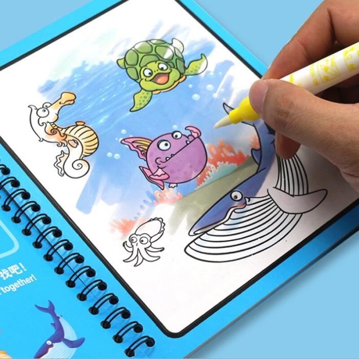 Korlem ColorMe – Livre De Coloriage Magique à L'Eau Réutilisable – Dès 6 Mois – Activité Montessori, Sans Encre – Planète Des Animaux