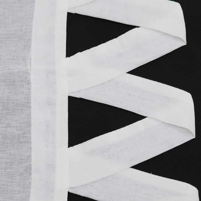 Store Romain Transparent à Passants Style Campagne – Rideau Voilage Blanc 80 X 140 Cm Vert
