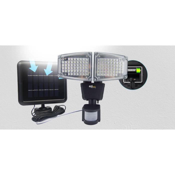 Projecteur LED solaire 50W 1050Lm détecteur et télécommande