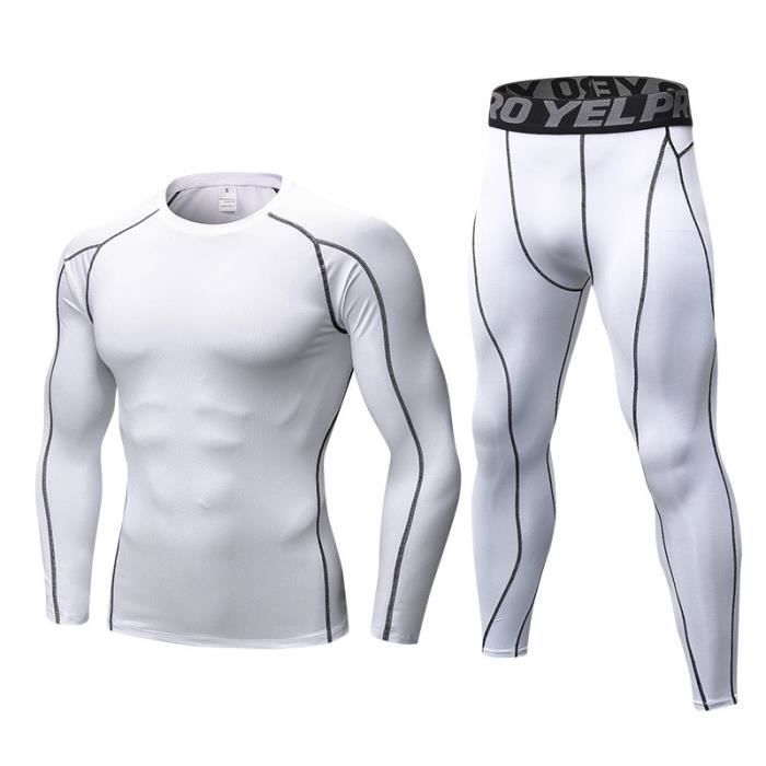 Ensemble Fitness 5 Pièces Homme - T-shirt, Legging, Short, Sweat - Séchage Rapide