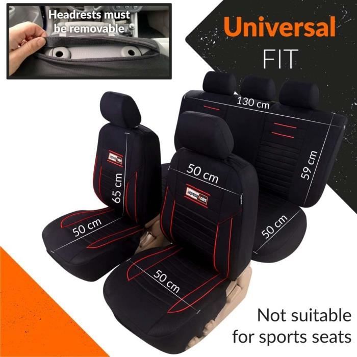 Accessoire Voiture Interieur Rebeca Shop Housses De Siège Auto Universelles Made In Italy – Racing – Dossier Arrière Avec 2 Fermetures éclair – Airbags Compatibles En Différentes Couleurs (noir/fuchsia Equipement Voiture