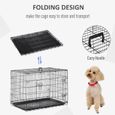 PawHut Cage caisse de transport pliante pour chien en métal noir 92 x 57 x 62,5 cm-3