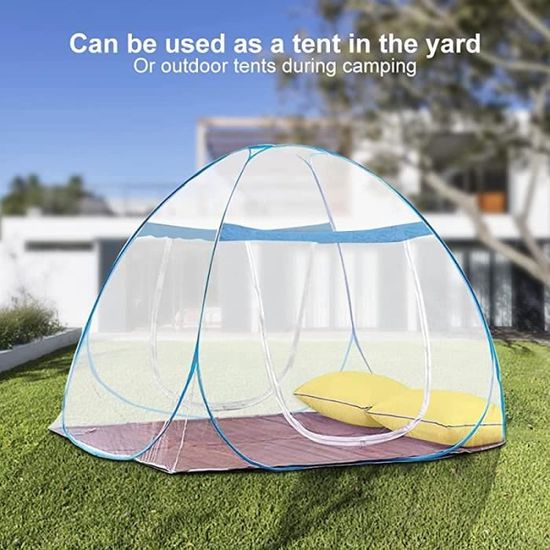 Pop Up Moustiquaire pour lit Double,180x220cm,Pliable Portable Voyage Moustiquaire,Double Porte Mosquito Rideau avec Fond,Installation Facile,Anti Mosquito,pour lit Camping Voyage Home Extérieur