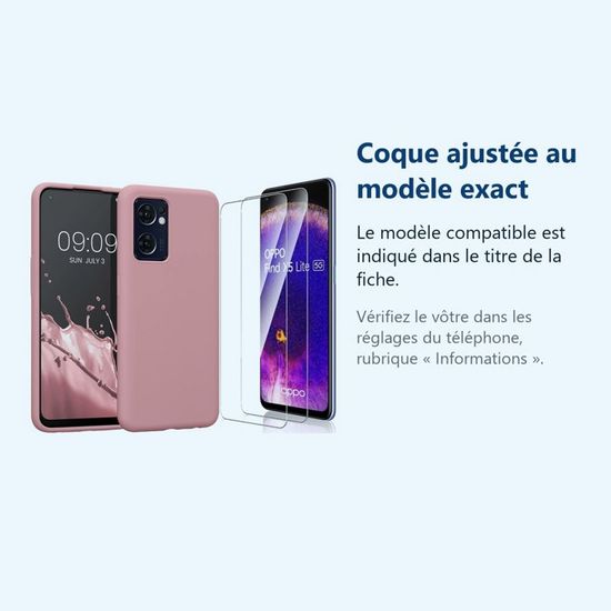 Pack Coque Silicone Rose + Verre Trempé Pour Oppo Find X5 Pro - Marque Little Boutik
