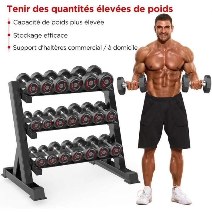 Lot De 3 Supports Pour Haltères - Support De Rangement ABS Stable - Pour Haltères Lourds à La Maison Ou En Salle De Gym