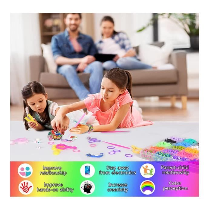 DIY Rubber Loom Bands Kit,Bracelets Elastiques,Élastiques Bandes en Caoutchouc,Kit de Métier à