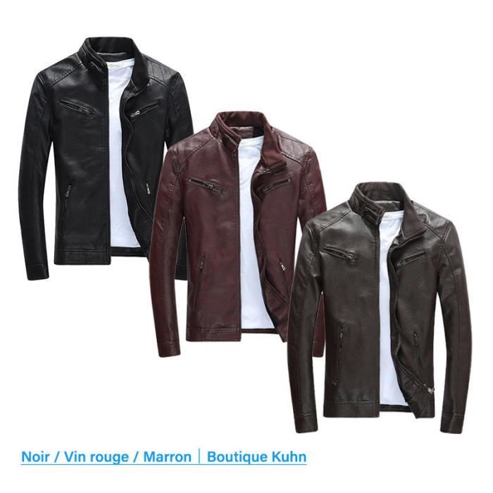 Veste en cuir pour Homme ITEM Slim Fit Vin rouge Hiver