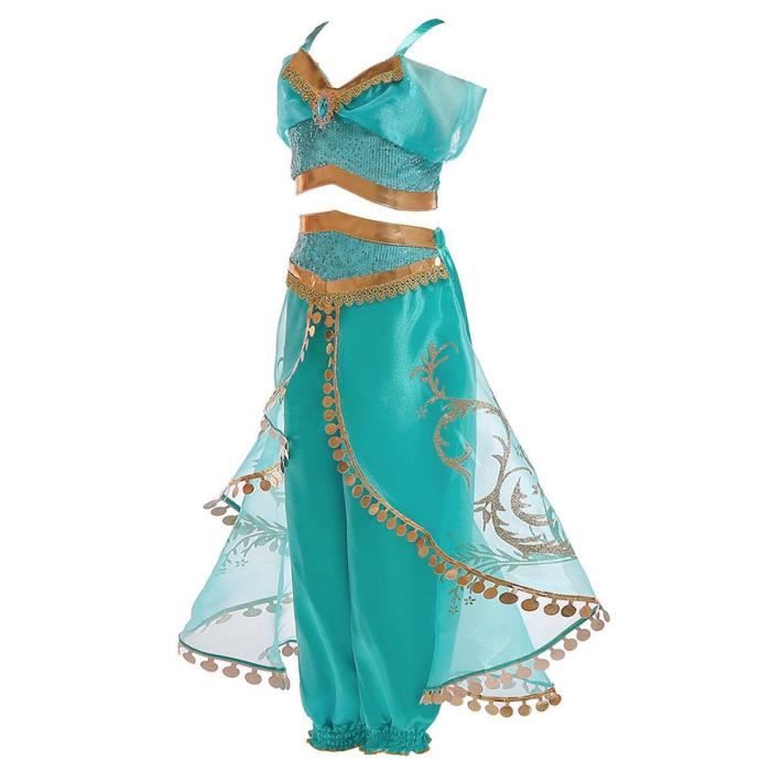 Deguisement Princesse Jasmine Aladdin JS One Sequin Cosplay Bleu Fille 8 ans et plus Cdiscount Jeux Jouets