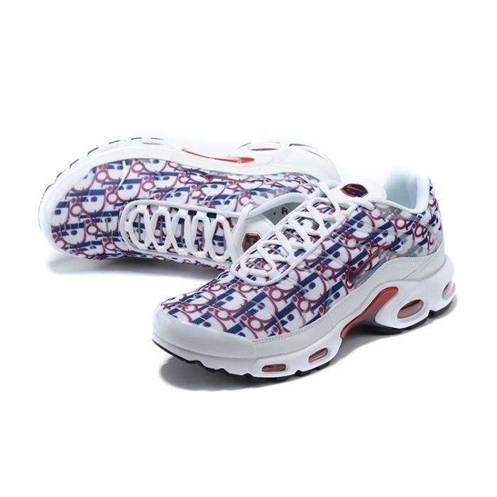 nike air max TN shoes Triple Noir Blanc Hommes Chaussures De Course  Respirant Maille Bleu ruban rouge Chaussures Homme Tn Sport Sneaker  Chaussures