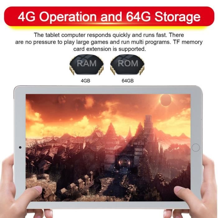 10.1 pouces tablette PC 4G + 64G Android 8.1 suuport3
