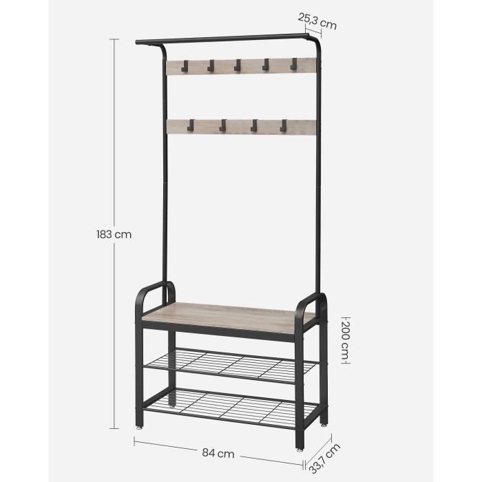 Porte-Manteau Vintage Cosaving - Support Vêtements En Fer Avec Étager | Blanc 40x40x140 Cm | Entrée, Couloir