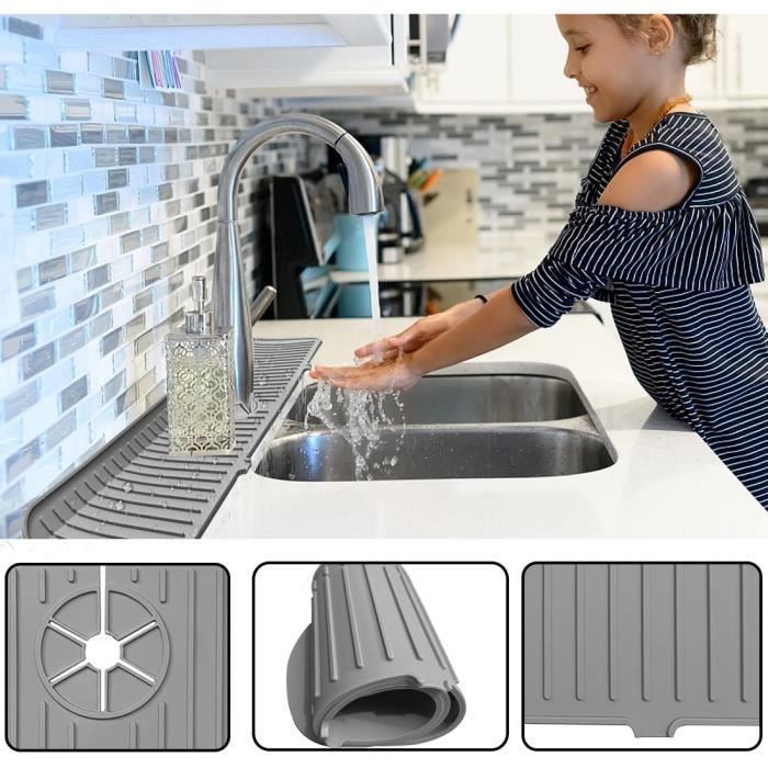 Tapis De Robinet D'évier En Silicone Pliable - Longueur 24 Pouces (61 Cm), Facile à Nettoyer, Neuf