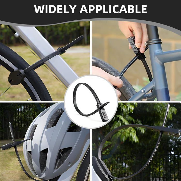 Antivol Vélo Rétractable à Combinaison 4 Chiffres – Câble Acier 75 Cm, Diamètre 1,6 Mm – Rouge, Pour Valise, Casque, Scooter