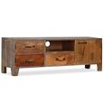 Fihero Meuble Tv Bois Massif Vintage 118 X 30 X 40 Cm Achat