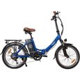 Vélo électrique pliable 20'' - Velair - Shimano 6 Vitesses - Freins à patins - Autonomie 60 km - Cadre aluminium - Bleu-0