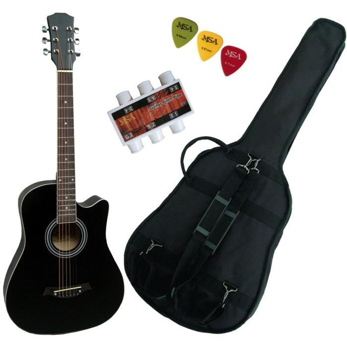 Pack Guitare Classique 4/4 Noire Mat Avec 6 Accessoires ~ Neuve & Garantie 