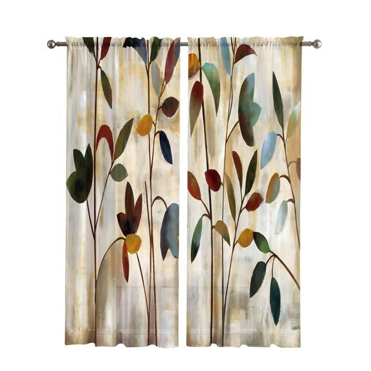 Kawehiop Rideaux Occultants Thermiques Chambre Enfant – Galaxie Lune Étoiles Bleu Marine, 132 X 160 Cm, Beige, Lot De 2