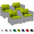 Coussins de rechange pour salon de jardin Bica Grand Soleil Rotin imperméables étanches Rotin 4 places, Couleur: Anis vert